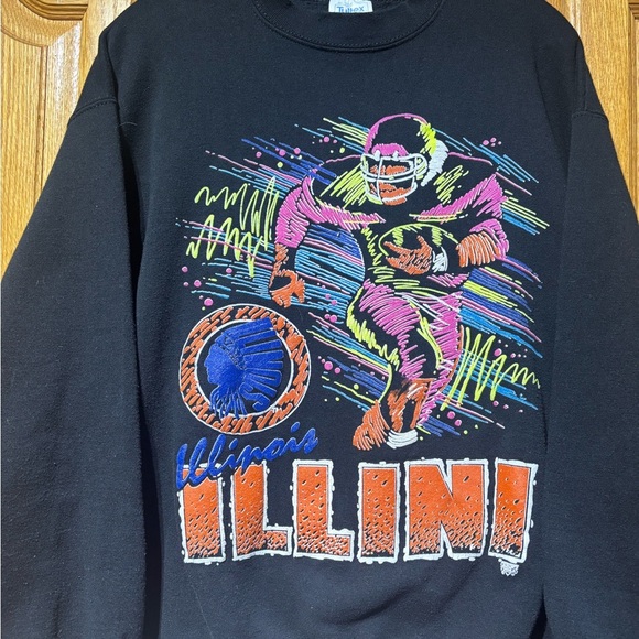 Vintage University of Illinois Illini NCAA Collegiate Crewneck Sweatshirt Large - Picture 2 of 4